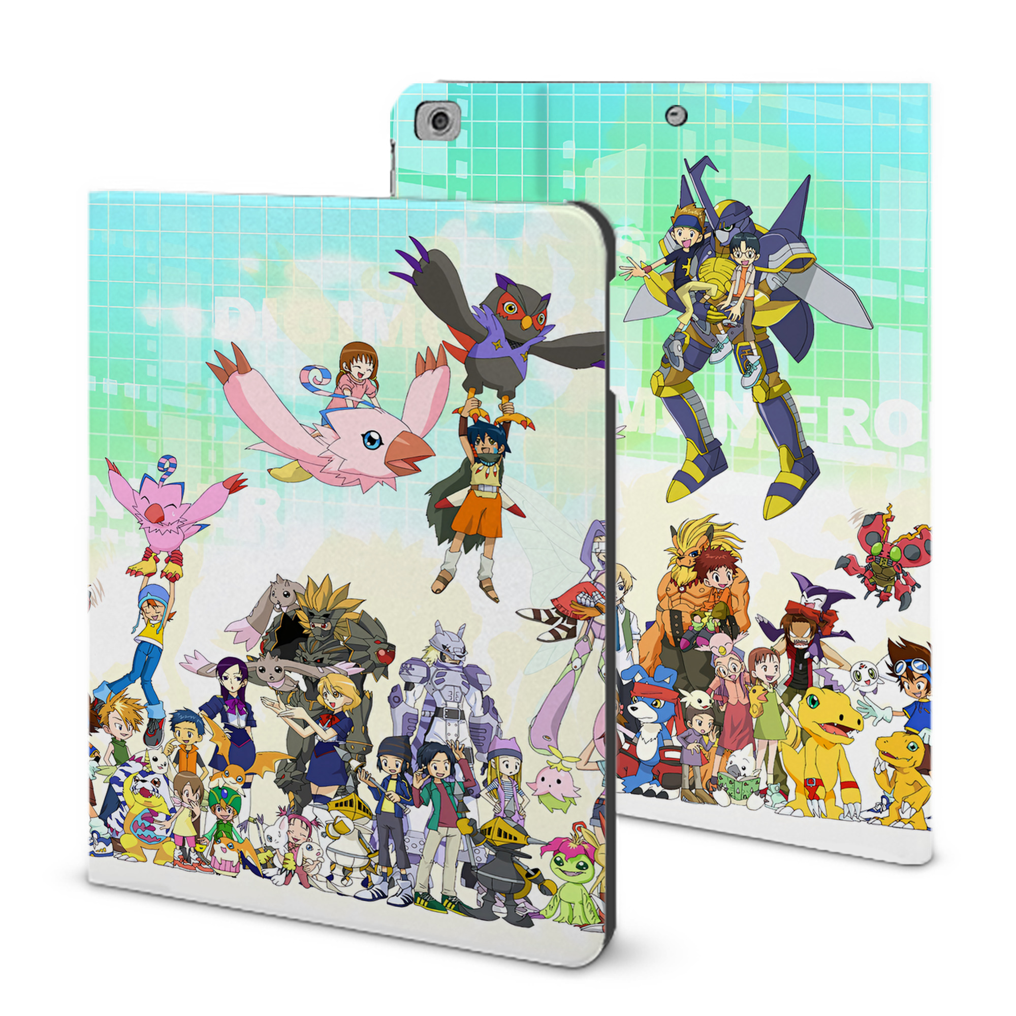 （画像用） Digimon デジタルモンスター/デジモン IPad ケース ブック型 PUレザー TPU 耐衝撃 軽量 薄型 ペン収納なし 全面保護 IPad 各モデル対応